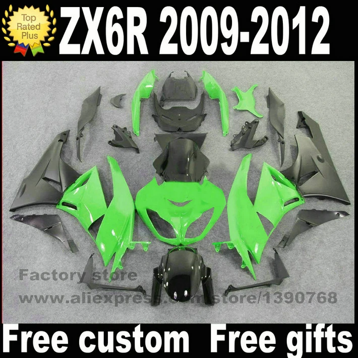 

Motorcycle fairings set for Kawasaki ZX6R 2009 2010 2011 2012 matte black green fairing kits 09-12 ZX46