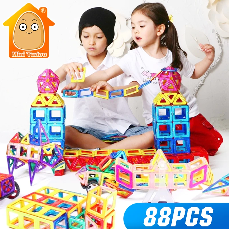 

New Arrival Magnetic Building Blocks Toy 88PCS 3D DIY Constructor Kids Enlighten Bricks Educational Game Gifts