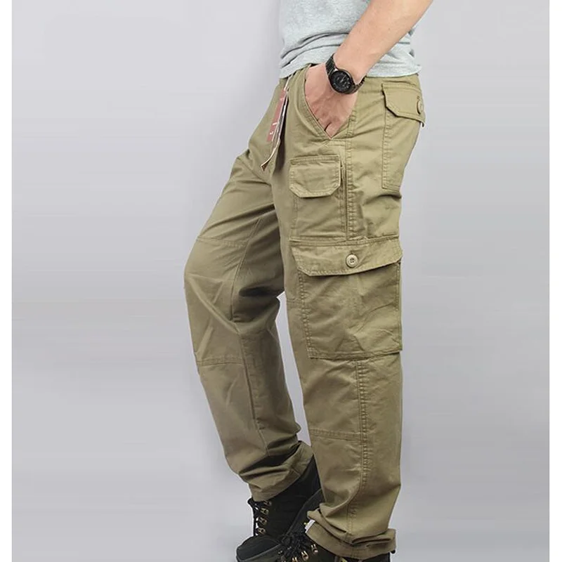 

Men Loose Pants Cotton Length Cargo overall casual Man trousers Plus Size M L XL 2XL 3XL 4XL 5XL 6XL