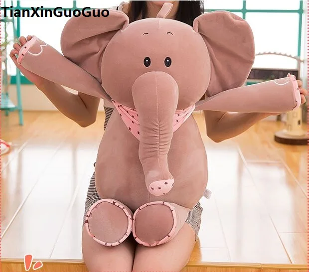 large 65cm cute gray elephant plush toy cartoon scarf elephant down cotton very soft doll hugging pillow birthday gift s0638