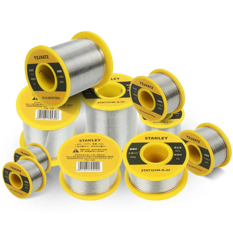 Stanley-estanho chumbo solda fio, solda fio com fluxo 2%, estanho fio, bobina rolo solda linha, alta qualidade, 63-37, 63/37, 200g, 400g, 1Pc, 1PC