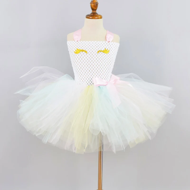 

New Pastel Unicorn Tutu Dress for Girls Baby Unicorn Theme Birthday Party Dresses Kids Halloween Unicorn Costume 1-12Y