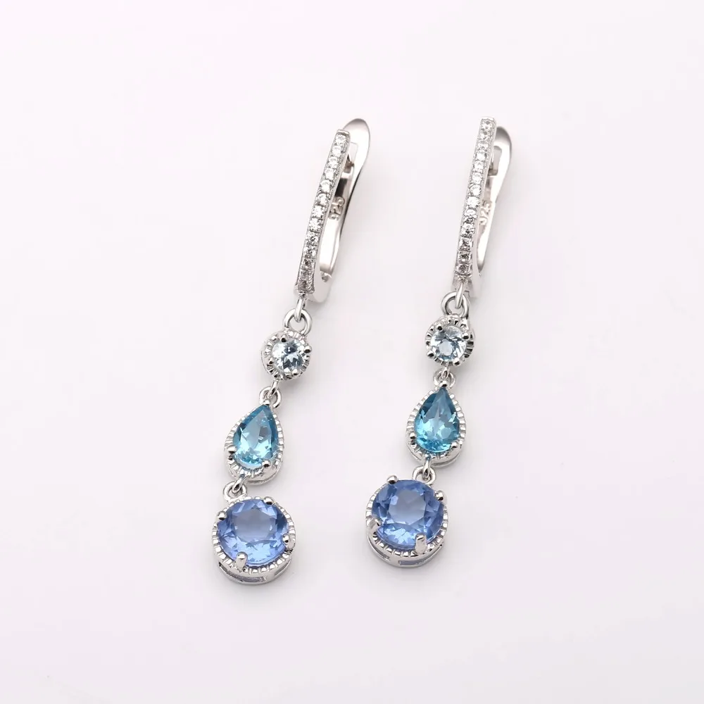GEM\'S BALLET Natural  Color-Change Fluorite Mix Gemstone Drop Earrings 100% Genuine 925 sterling silver Fine Jewelry For Women