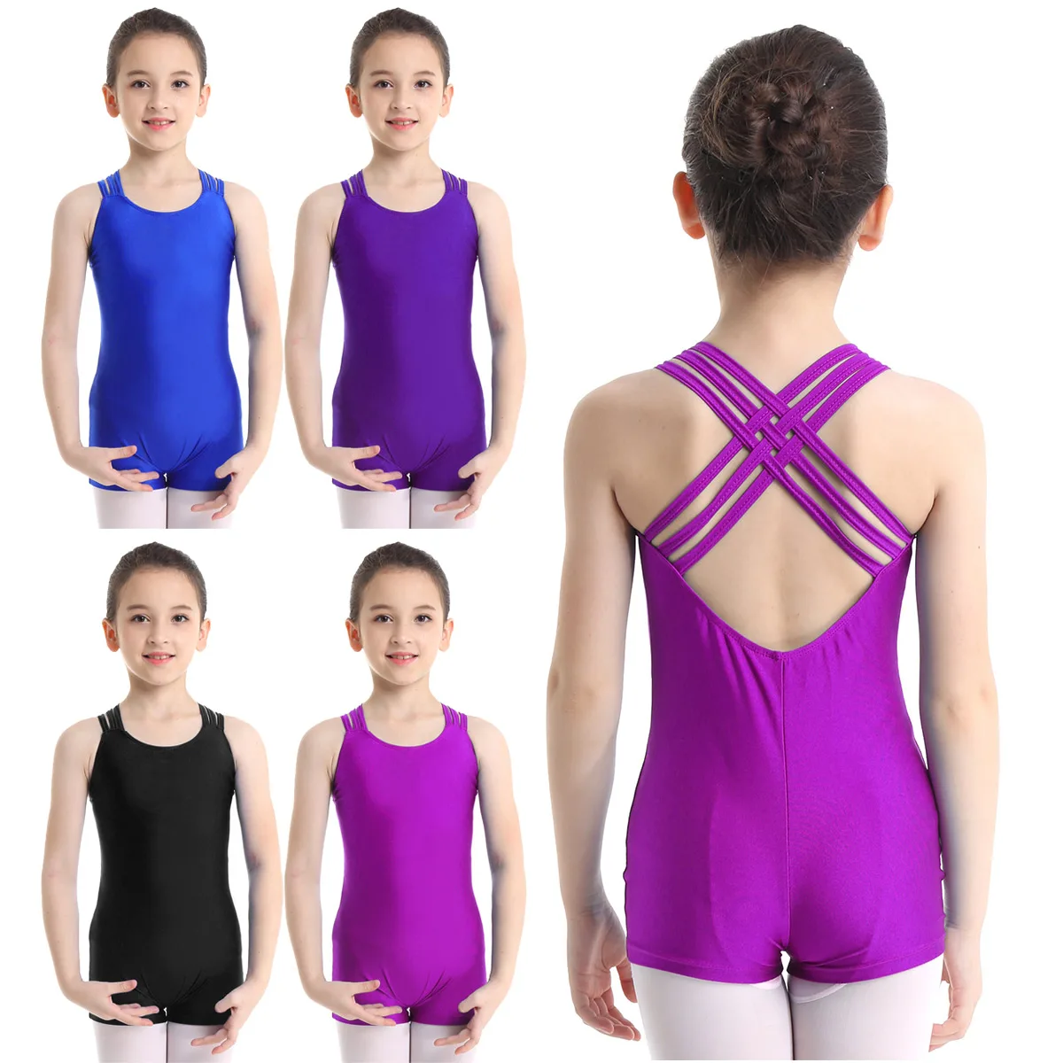 Thể dục dụng cụ Leotard cho Bé Gái Ba Lê Vũ Trang Phục Trẻ Em Ballerina Đầm Không Tay Thiết Kế Quai Váy Múa Leotards trẻ em trang phục