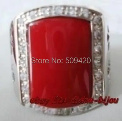 

XFS20141er Exquisite red coral silver plated men's ring, big size:12#