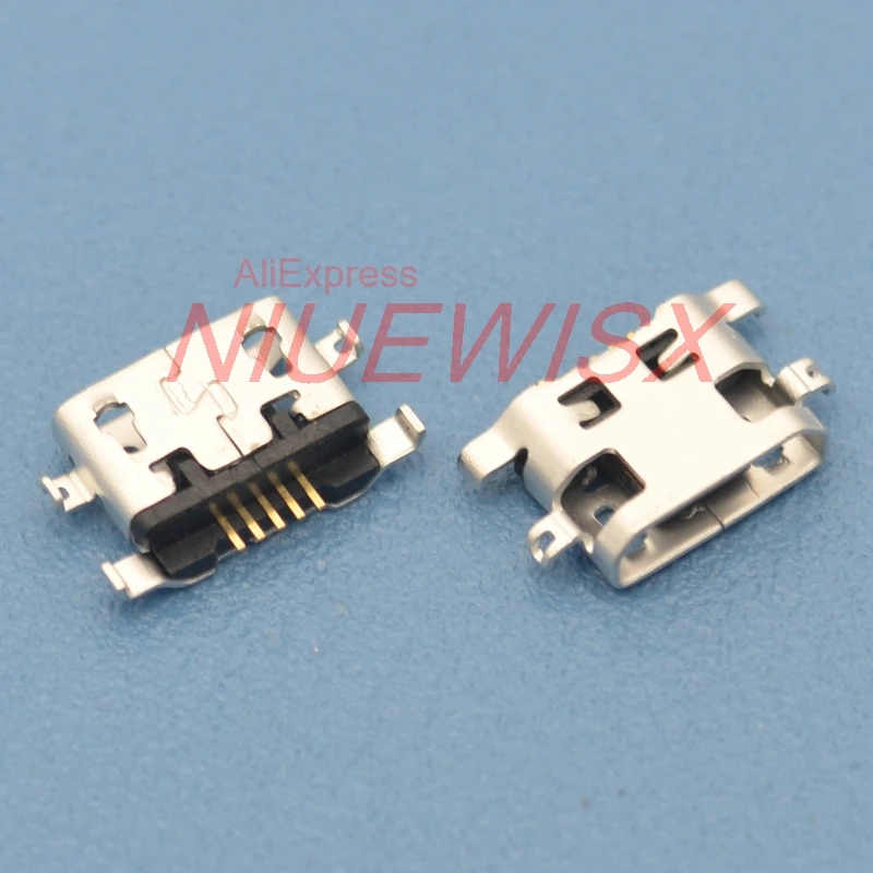 

100pcs Micro USB Connector 5pin reverse heavy plate 1.2mm Flat mouth without curling side Female For Mobile Phone Mini USB jack