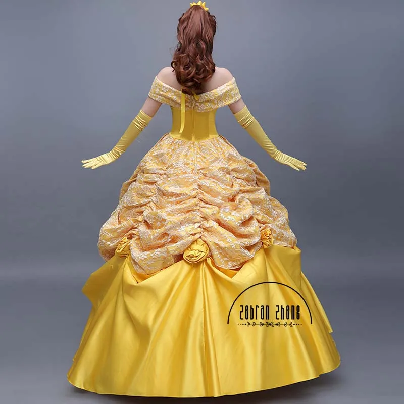 Top Quality Fashion Dress Princess Belle Cosplay Costume Dress For Women Halloween Costumes Custom-Made