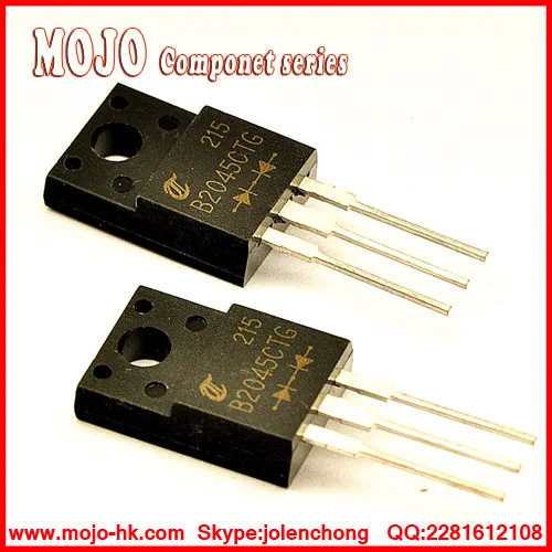 Free Shipping! Schottky Diode MBRF2045CTG 20A/45V TO-220F 3 Pin (10PCS/Lot)