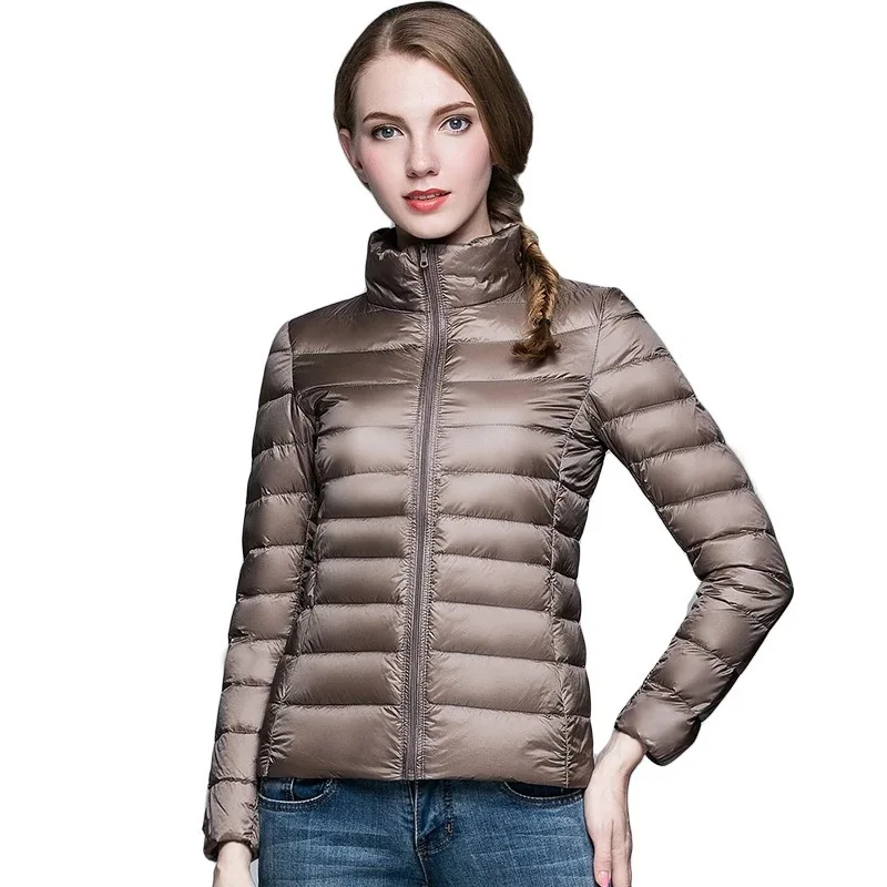 Lady Ultra Thin Down Coats Female Long Sleeve Warm Wear Women\'s White Duck Down Jacket Women\'s Clothing Down Coat B-9600