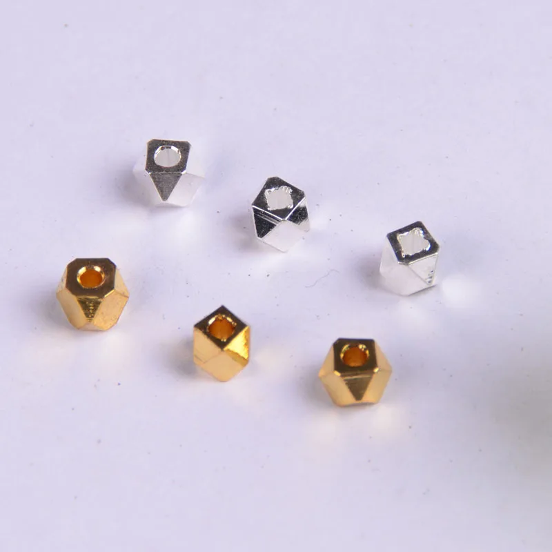 50pcs/lot copper blank rhombic bead Charms for Jewelry DIY Making   Beads Scattered beads for bracelet