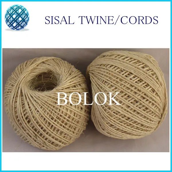 20pcs/lot natural sisal fibre twine (dia.: 1.5mm, 1 ply twisted)80m/ball, sisal packing twine by free shipping