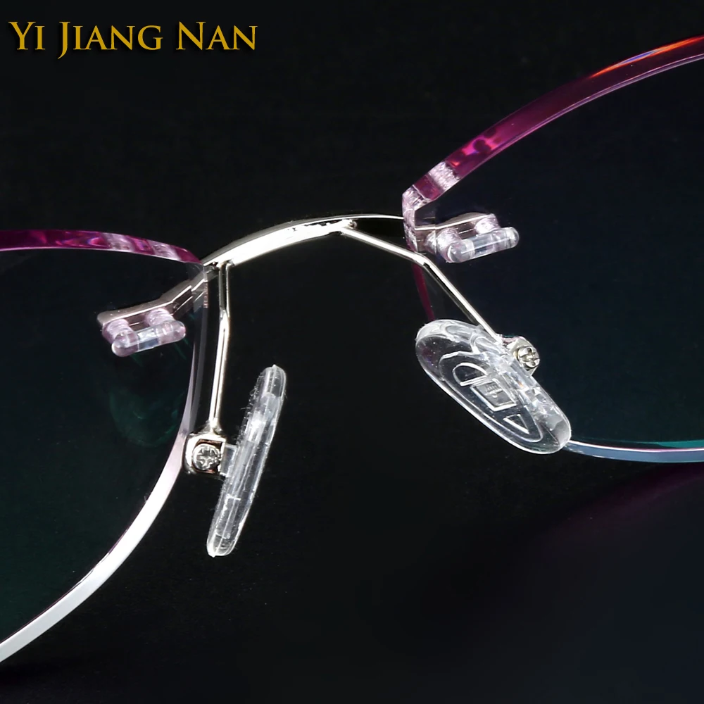 Diamond Titanium Frames Tint Lenses Rimless Eye Glasses Frames Fashion Women Dioptr occhiali da vista