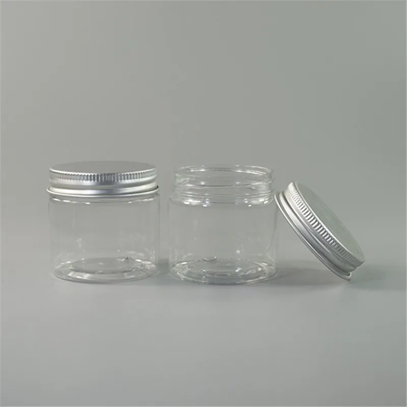 

100pcs/lot High quality 30g 50g clear pet plastic cosmetic jar with aluminum lid