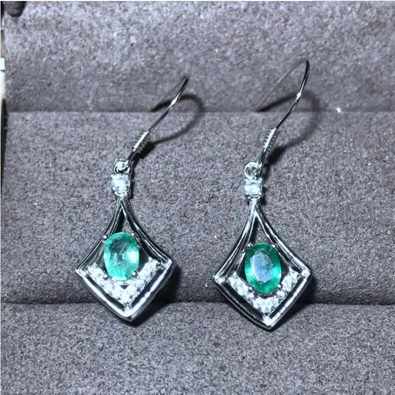 

Emerald earring Free shipping Natural real emerald 925 sterling silver