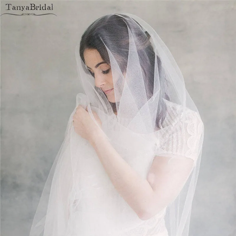 สีขาว/งาช้าง/แชมเปญง่าย Tulle Veils โดยไม่ต้องหวี Elegant Boho Beach Veils 1.5m กว้าง velos De novia largos DV019