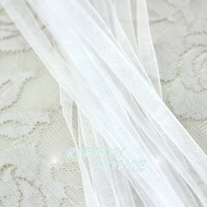 (40 Meters/lot) 1/4\'\'(6mm) White Organza Ribbon Wholesale Gift Wrapping Ribbons Decorative Packaging Box Wedding Celebration