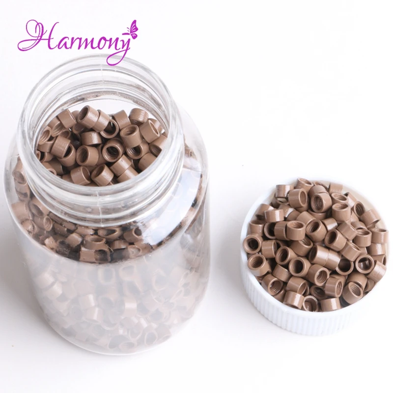 

4bottles Harmony Plus Hair 4.0*2.7*2.7mm Aluminium Micro rings Beads Links with Screws for I tip hair extensions Mixed Color