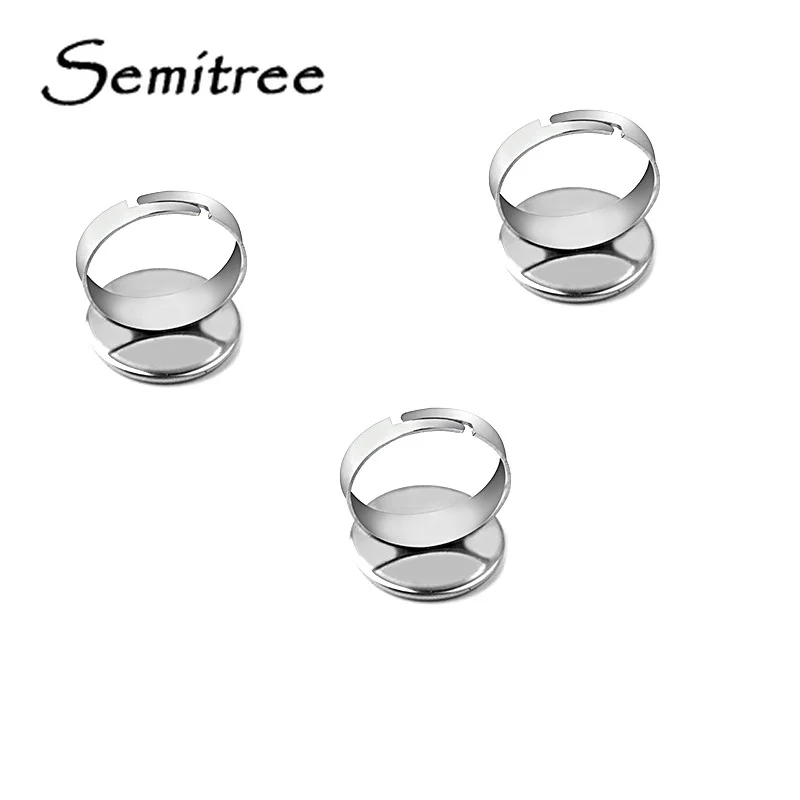 Semitree 10 stuks 10/12/14/16/18/20mm Rvs Glas Cabochon Cameo blank Tray voor DIY Ringen Instelling Sieraden Maken Levert