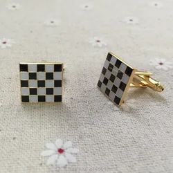 1 Pair Masonic Black White Checkered Rug Floor Paster Master Cufflink for the Freemason Cuff Links Masons Keystone Tools
