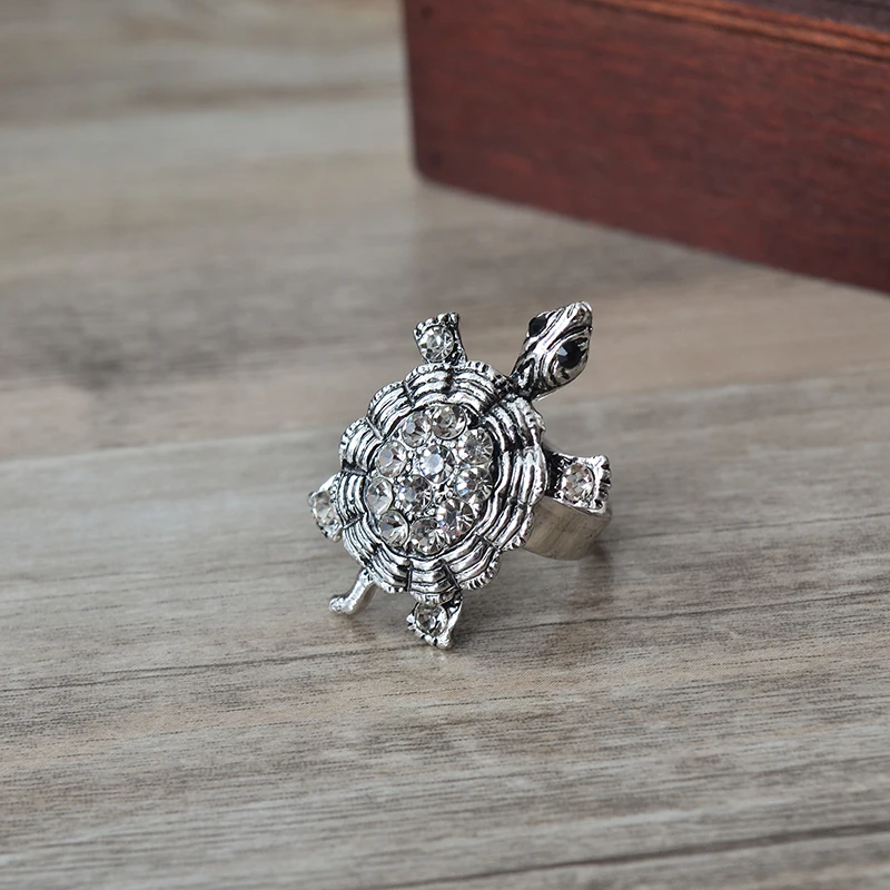 Fashion Jewelry Antique Silver Retro Little Turtle Animal Best  Friends Ring Tree Leaves Friendship Free Shipping