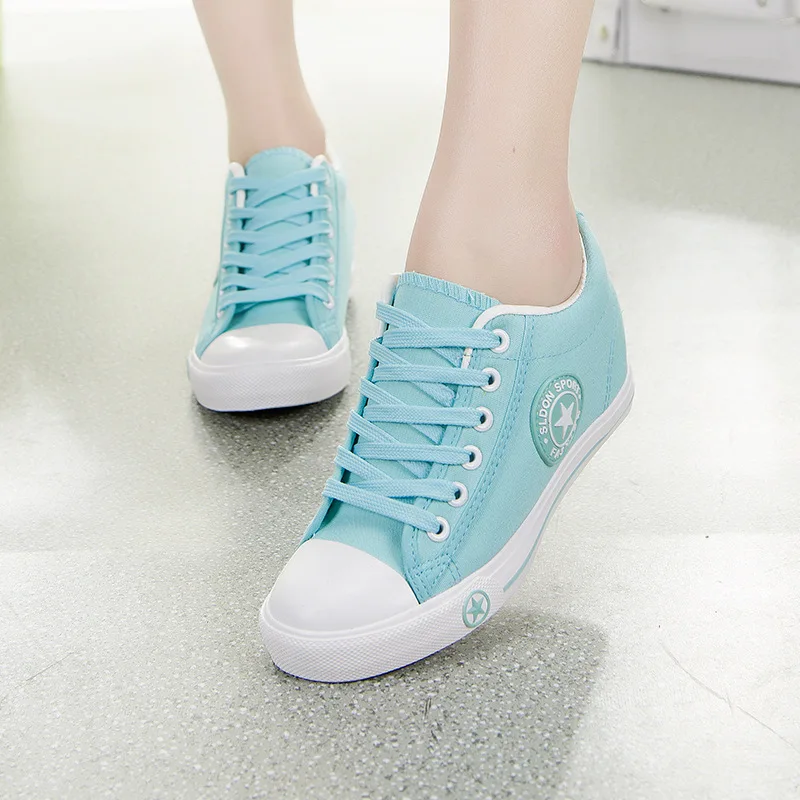 Taomengsi new high canvas shoes in the flat bottom girls shoes tie women leisure students sports shoes