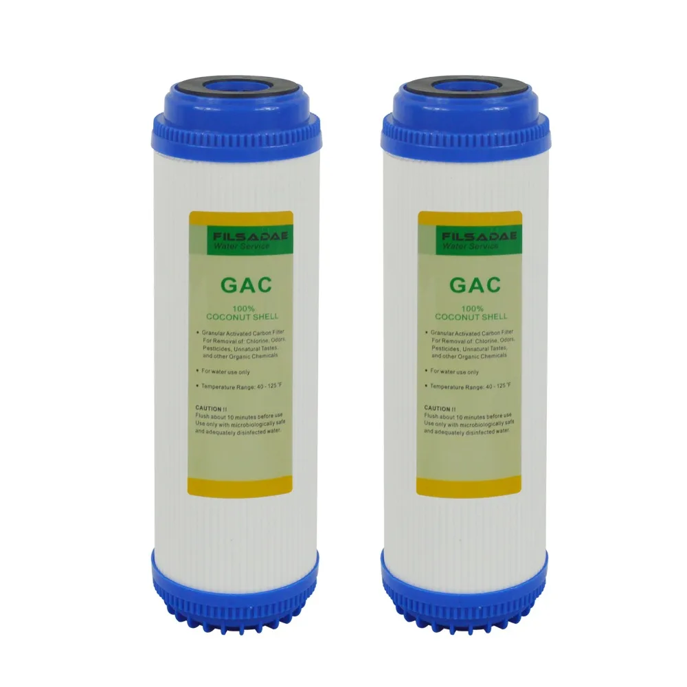 2 Pack of Granular Activated Carbon 10-inch GAC Water Filter Replacement for Under Sink and Reverse Osmosis System