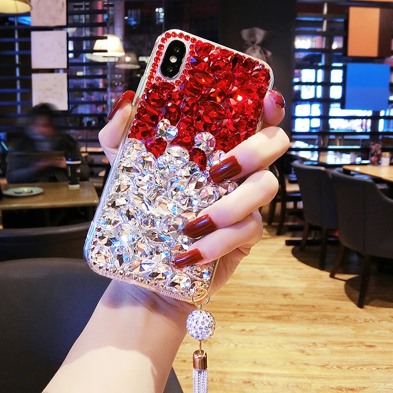 For Iphone 16 17 12 13 14 15 Pro Max Samsung Galaxy S21 S22 S23 S24 Plus Ultra Note 20 Luxury Diamond Tassel Crystal Phone Case