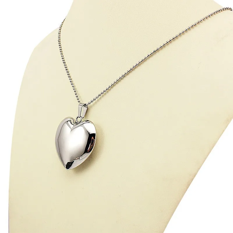 316L Stainless Steel Necklaces for Women Engravable Custom Logo/Name Necklace 40 x 40MM Silver Color Heart Pendant