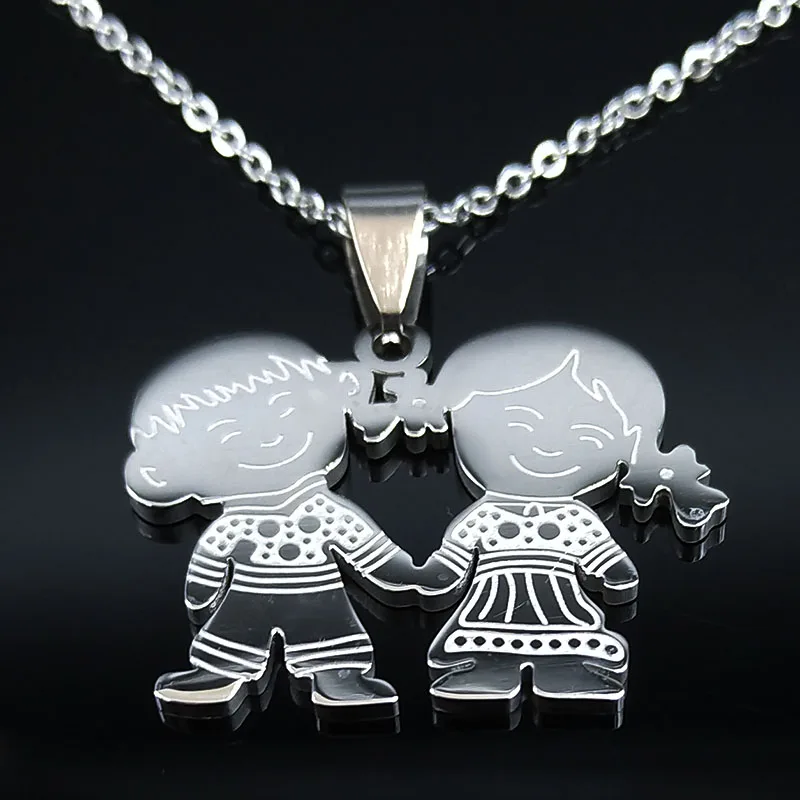 Junge Mädchen Kind Kind Edelstahl Halsketten Frauen Gold Farbe Mütter und Kinder Halsketten Schmuck Muttertag Geschenk N519S01 – Detail 6
