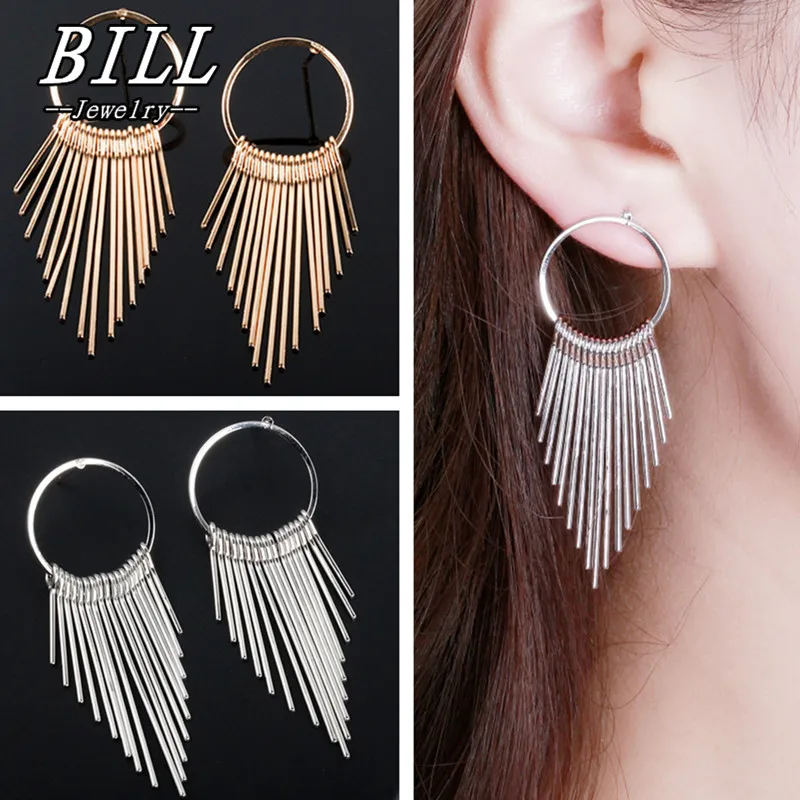 Long Tassel Dangle Earrings For Women Drop Brincos Bijoux boucle d\'oreille Fashion Jewelry Geometric Circle Earring