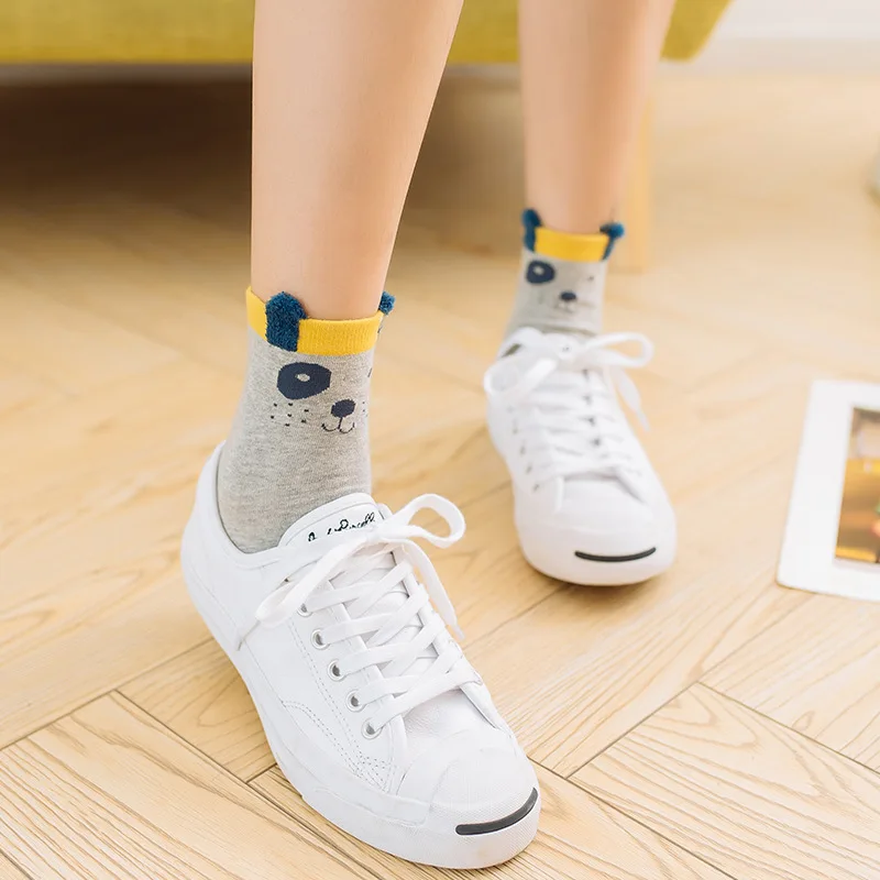 Caramella Brand Jacquard Colorful Cotton Socks for Women and Girls, Cute Animal Cartoon Art Socks, CM512604-512724