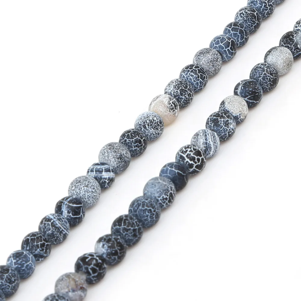 6/8/10/14 مللي متر 1 Str العقيق الطبيعي الخرز المستديرة حجر متصدع الخرز فضفاض الكلاسيكية DIY بها بنفسك أقراط القلائد صنع المجوهرات الديكور #4