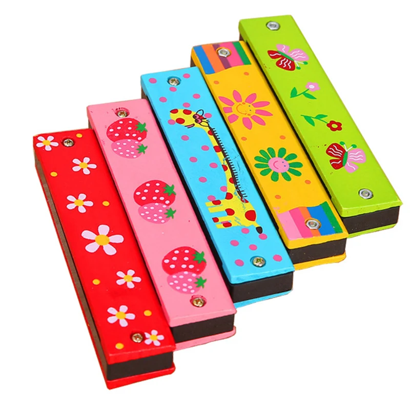 Musical Toys 16 Holes Harmonica Wooden Harp Woodwind Music Instrument Educational Funny Toys For Children Kids Baby