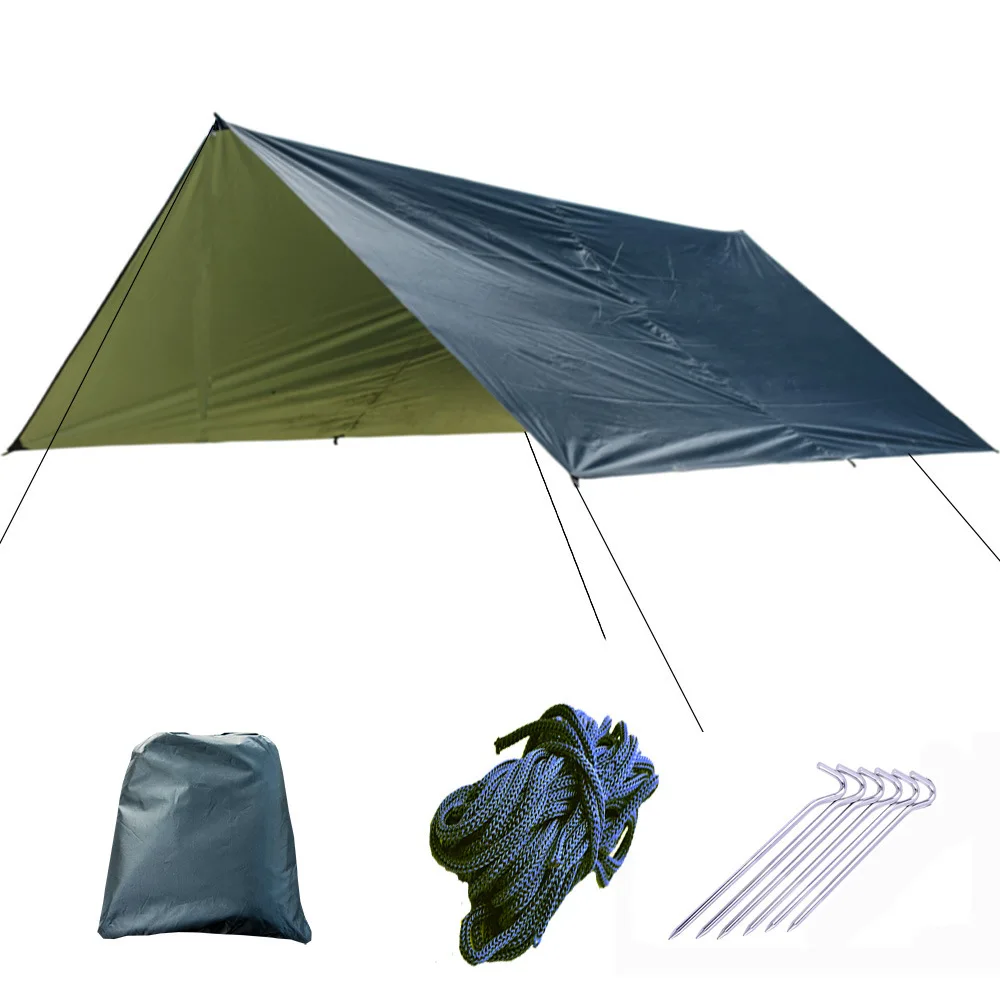 3x3m Awning Waterproof Tarp Tent Shade Ultralight Garden Canopy Sunshade Outdoor Camping Hammock Rain Fly Beach Sun Shelter