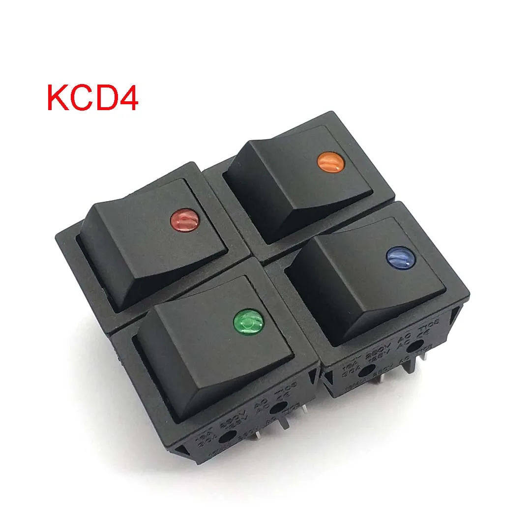 Joli à bascule à verrouillage, interrupteur d'alimentation, E/S, 4 broches avec lumière, 16A, 250V AC, 30A, 125V AC, KCD4