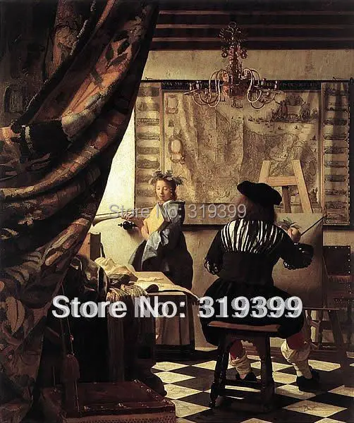 Johannes Vermeer Oil Painting Reproduction,The Art of Painting by Jan Vermeer,,Free Shipping ,100% handmade,JV015
