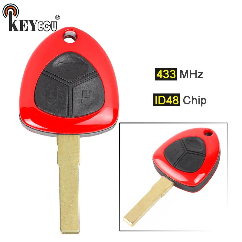 KEYECU 433MHz ID48 Replacement 3 Buttons Remote Key Blank Fob for Ferrari 458 Italia 2010 2011 2012 2013 2014