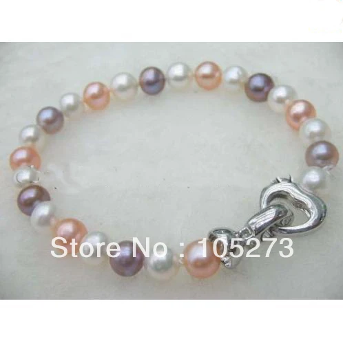 8'' Pearl Bracelet AA 6-7MM Multicolor Genuine Freshwater Pearl Bracelet Handmade Jewelry Top Quality Hot Sale New Free Shipping