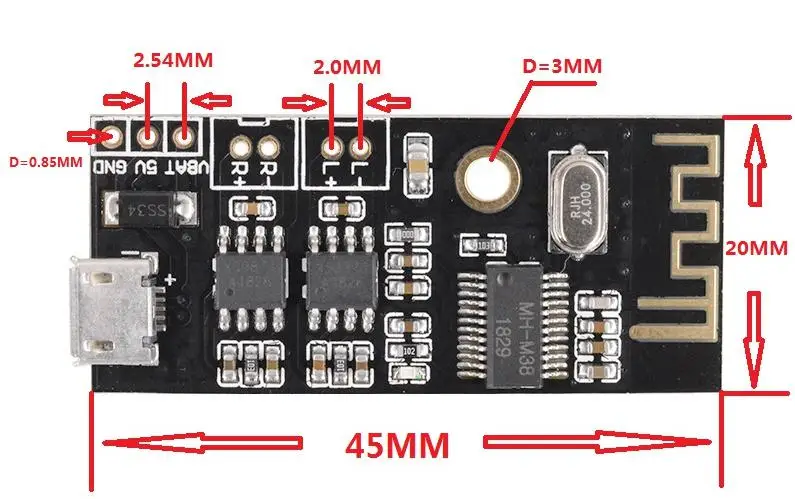 Drahtloses Bluetooth-Audioempfänger-Board-Modul MH-MX8 M18 M28 M38 BLT 20M 4.2 5.0 MP3 Verlustfreier Decoder Stereo Elektronisches DIY-Kit – Detail 8