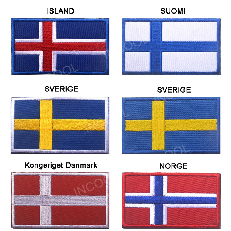 Island Island Iceland Suomi Finland Sverige Szwecja Kongeriget Danmark Norge Norwegia Haftowana naszywka Europa Północna Aplikacje 3D