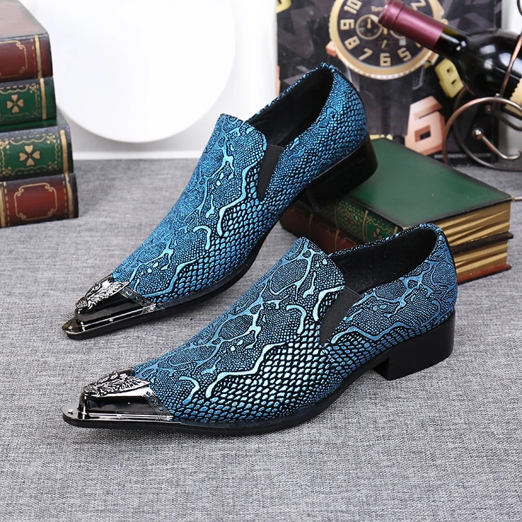 Akamatsu blue spiked loafers mens italian leather shoes oxford shoes for men brogue velvet slippers slipon sapato masculino