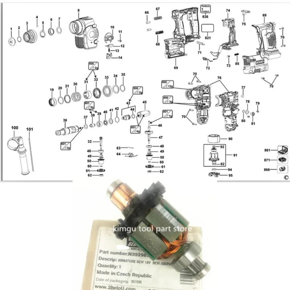 

Роторный двигатель ARMATURE 18 В-20 В для Dewalt N 392987 DCH253 DCH254 DCH253M2 DCH254M2 DCH253KN