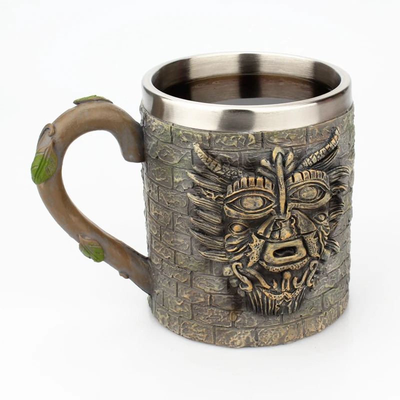 Ancient Egypt Pharaoh Beer Mug Double-wall Resin Stainless Steel Coffee Cup Pharaoh Christmas Tea Milk Mugs Bar Decoration