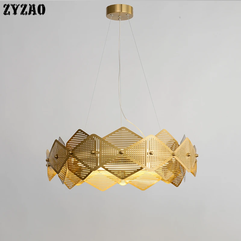 Nordic Postmodern Luxury Gold Circle Pendant Lights Living Room Simple Iron Art Deco Hanglamp Creative Home Decor Light Fixtures