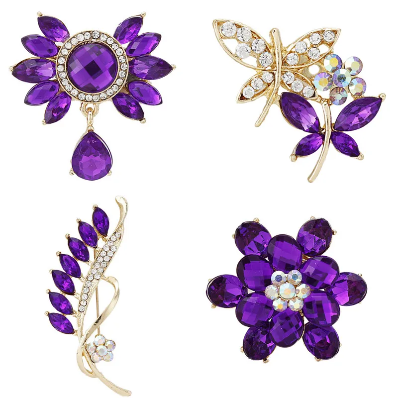 DIEZI Fashion Korean Cute Luxury Bouquet Brooch For Wedding Flower Crystal Rhinestone Bride Brooch Pins Women Brooch Jewelry