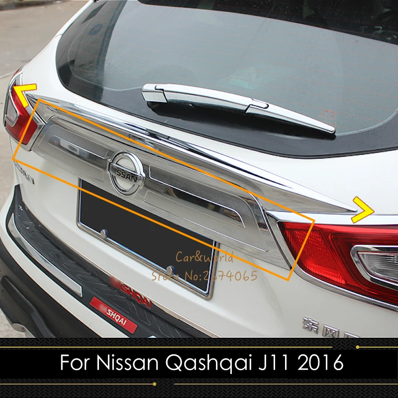 

For Nissan Qashqai J11 2015 2016 2017 ABS Chrome Tail Gate Door Cover Trims Rear Trunk Molding Bezel Sticker Garnish Car-Styling