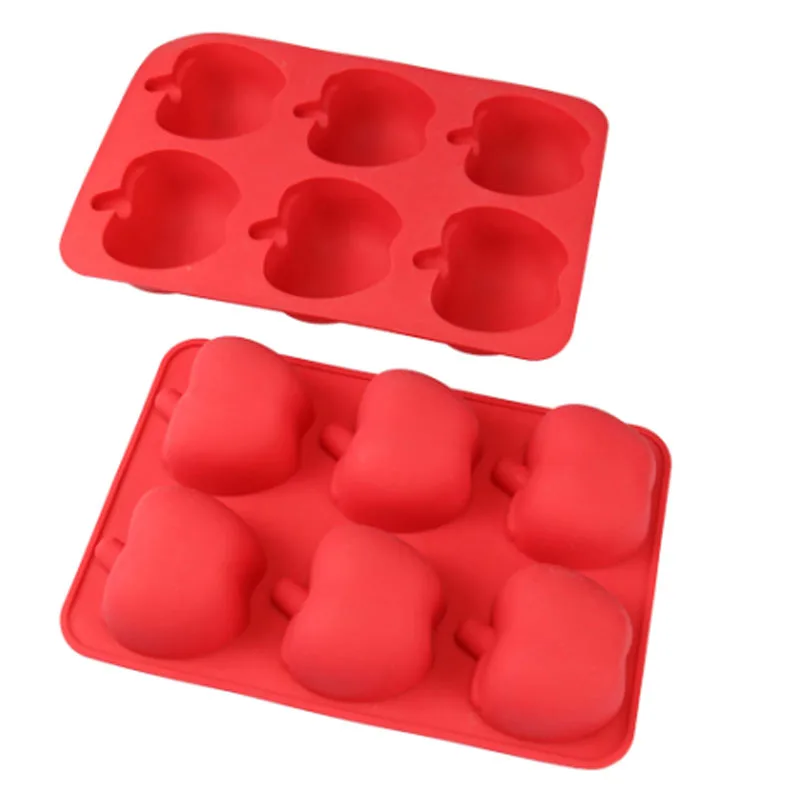 26*17.5*4.2CM big apple shape 6cavity silicone mold fondant cake chocolate mould kitchen diy tools