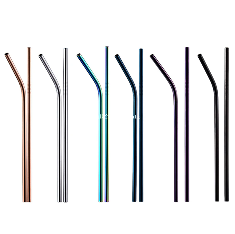 100pcs Reusable Metal Drinking Straws Colorful Straws Stainless Steel Sturdy Bendy or Upright Drinks Straw for Mugs