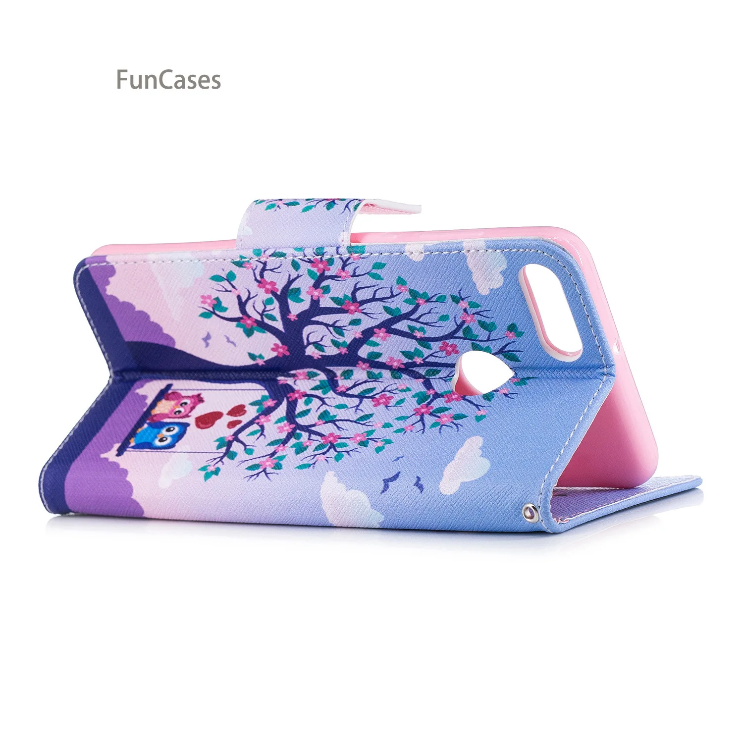 Bambus Flip Telefon Fall sFor Capinha Huawei Y9 2018 Halterung Fall Carcaso Flamingo Strass Fall Für Huawei Ascend Y9 2018 dünne