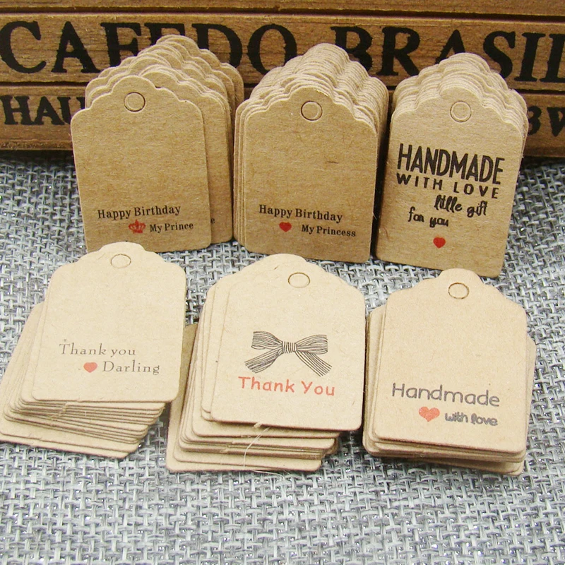100pcs Thank You Kraft Gift Packing Tags